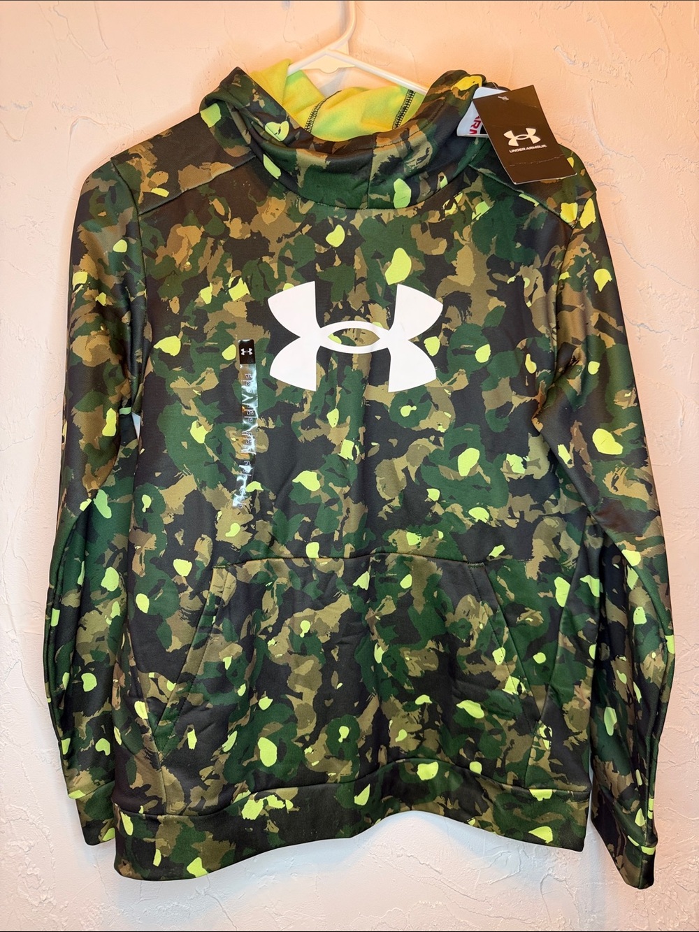 Under Armour Boys' Neon Green Camo Pullover Hoodie